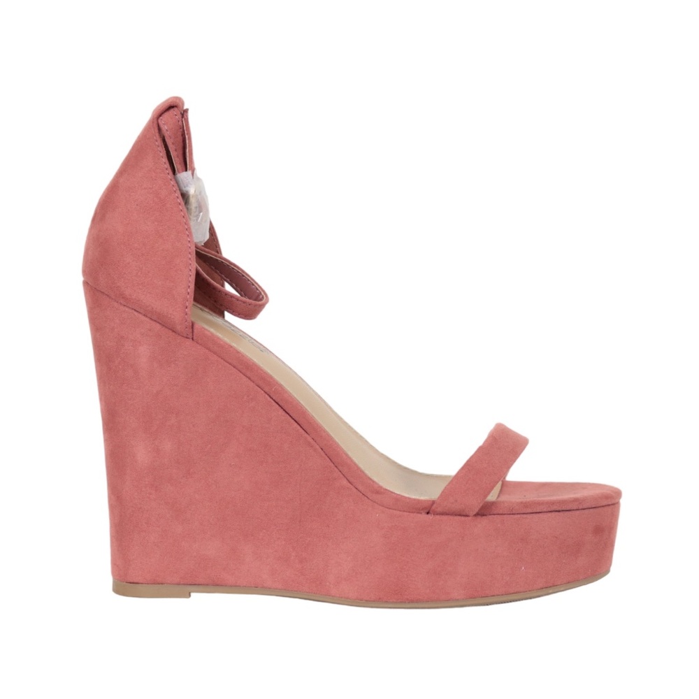 Shoe Dazzle Lani Women's Dusty Rose Pink Suede Platform Wedge Heels Size 7.5